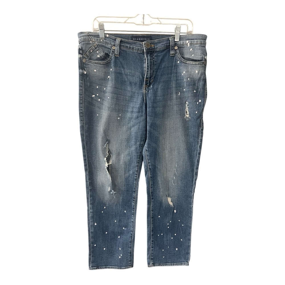Rock & Republic Distressed Paint Splattered Jeans Size 16M Women